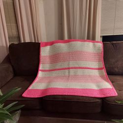 Striped Crochet Blanket, Handmade Blanket