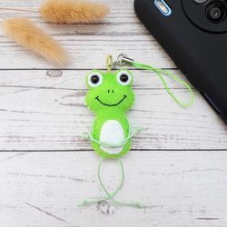 Frog phone charm, Frog keychain, Purse charm, Plush keychain, Bag charm, Planner charms, Teenage girl gifts, Plush charm