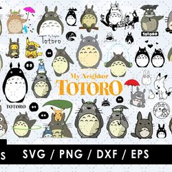 my neighbor totoro svg files, neighbor totoro png files, vector png images, svg cut file for cricut, clipart bundle pack