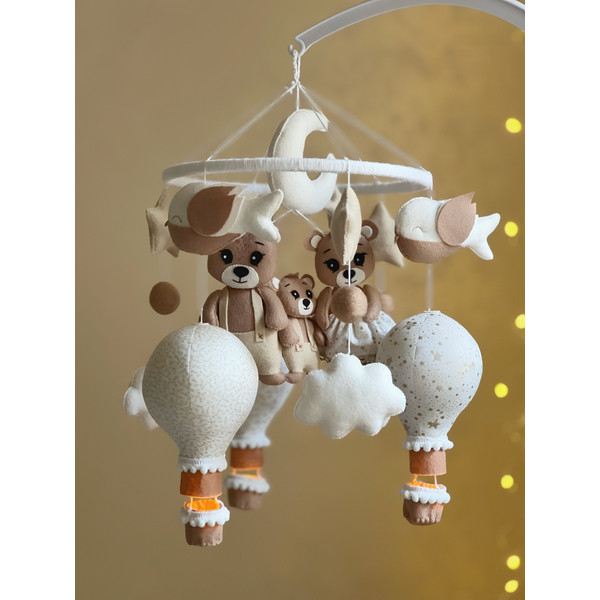 aluminum Splash Fifth Crib mobile bears family mobile musical Nursery decor Baby s - Inspire  Uplift