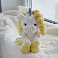 Amigurumi unicorn plush little toy, custom crochet toys for Easter baby gift