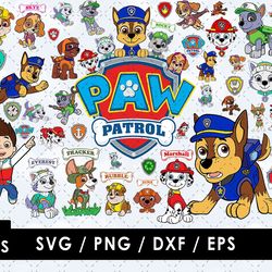 paw patrol svg files, paw patrol png files, vector png images, svg cut file for cricut, clipart bundle pack