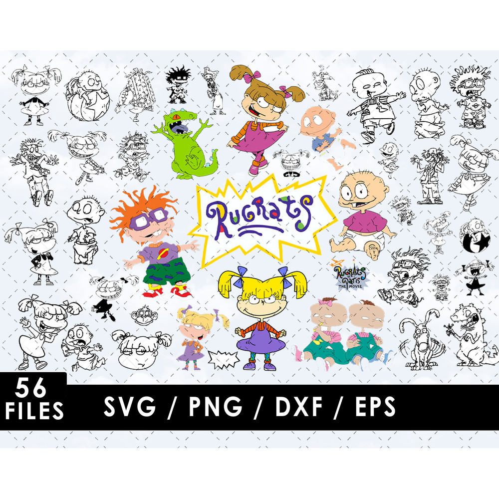 Rugrats SVG, Tommy Pickles SVG, Chuckie Finster SVG, Angelica Pickles SVG, Phil and Lil DeVille SVG, Reptar SVG, Rugrats characters SVG, Cartoon babies SVG, Nic