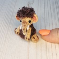 Mammoth tiny toy, fluffy mammoth, friend for doll, dollhouse miniature,  souvenir, collectible figurine.
