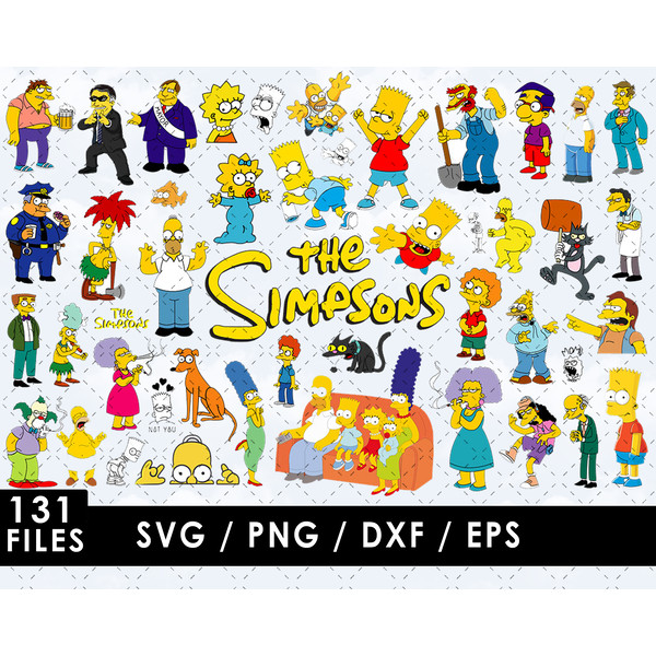The Simpsons SVG, Homer Simpson SVG, Marge Simpson SVG, Bart Simpson SVG, Lisa Simpson SVG, Maggie Simpson SVG, Grampa Simpson SVG, Krusty the Clown SVG, Chief