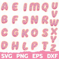 Donut Font Svg, Alphabet, Font svg, Silhouette, Cricut Font, Bundle Font, Cute Fonts, Instant Download