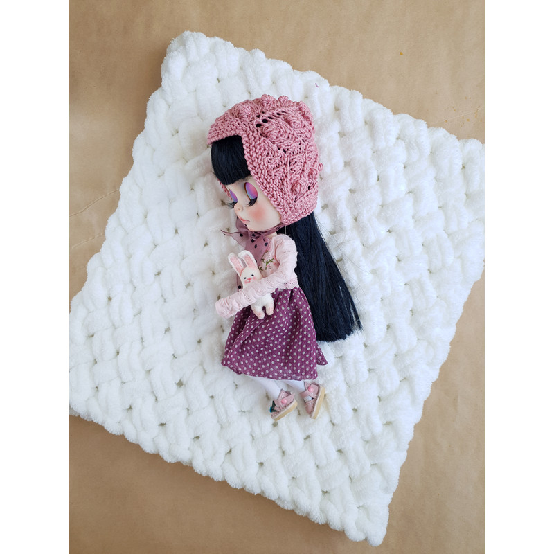 Blythe dress with a knit hat, Clothing for Blythe, Blythe outfit set, Fashion doll clothes, Blythe doll clothes