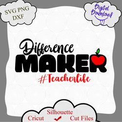 teacher svg, teacher shirt, teacher shirt svg, difference maker svg, school shirt, school svg, teacher aide svg, png