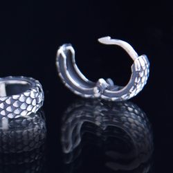 Silver narrow scale earrings