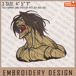 Eren Embroidery Files, Attack on Titan, Anime Inspired Embroidery Design, Machine Embroidery Design