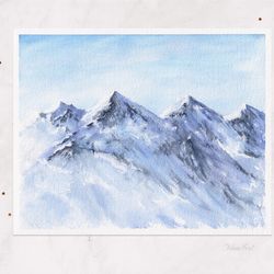 Blue ridge mountains painting Wall art Original watercolor painting 8x10"