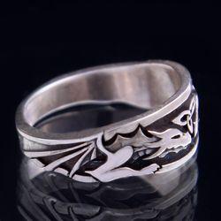 Silver ring two dragons