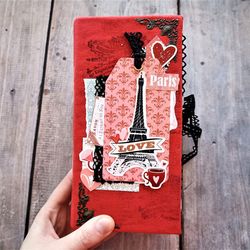 Paris junk journal handmade for sale French junk book complete Travel notebook Travel junk journal for sale homemade