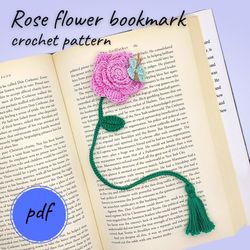Rose flower bookmark crochet pattern