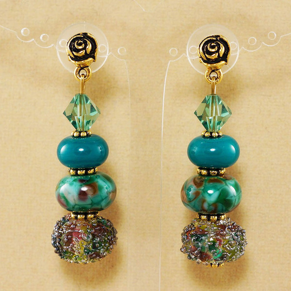 teal-green-earrings-green-lampwork-murano-glass-earrings-jewelry