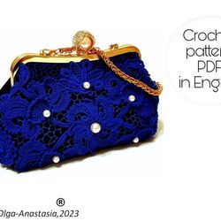 Handbag 5  Irish lace crochet pattern , flower crochet pattern , crochet motif , crochet flower pattern , bag crochet