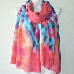 Bright orange scarf cotton hand dyed scarf Buy tie dye scarf