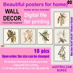 02 Set retro posters (10 files)  Australien BIRDS (solitary)