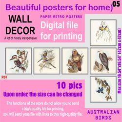 05 Set retro posters (10 files)  Australien BIRDS (solitary)
