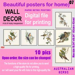 07 Set retro posters (10 files)  Australien BIRDS (solitary)