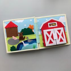Red Barn Quiet Book Farm animals toy Early learning Old MacDonald Had A Farm Things to do with kids near me