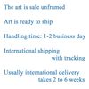 Information about order processing conditions and duration of international delivery.