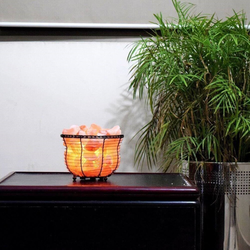 Basket Salt Lamp from Himalayan Trading Co. 100_ Real Himalayan Pink Salt! - Salt Rock Lamp - Himalayan Salt Rock - Salt Light - Authentic From Pakistan (3).jp