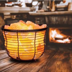 Basket Himalayan Salt Lamp with Salt Chunks | Real Himalayan Pink Salt! - Salt Rock Lamp - Himalayan Salt Rock