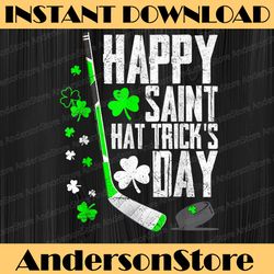 happy saint hat trick's day ice hockey st. patrick's png sublimation designs
