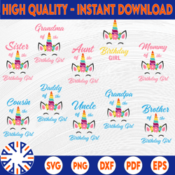 unicorn birthday family svg, family matching birthday shirt, unicorn family svg birthday svg, unicorn kids svg