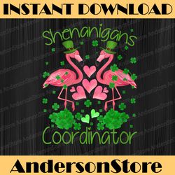 shenanigans coordinator teacher flamingo st patrick's day png sublimation designs