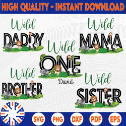 custom wild one birthday boy png, family safari zoo jungle wild, wild family personalized png, birthday boy/girl png