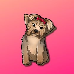 super kawaii little girl yorkshire terrier sticker! adorable yorkie friend-for laptop, planner, phone case