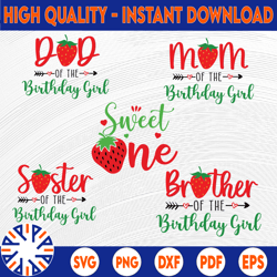 strawberry birthday family svg png, berry sweet birthday girl svg, birthday family svg, strawberry first birthday svg