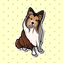 super kawaii rough collie sticker! adorable herding doggie-for laptop, planner, phone case