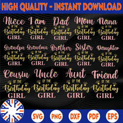 birthday girl svg bundle, family svg, birthday svg, family svg, mommy of the birthday girl, daddy, brother, sister