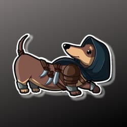 super kawaii d&d inspired dachshund rogue . adorable kawaii dog friend-for laptop, planner, phone case