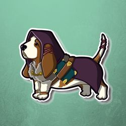 super kawaii inspired basset hound sorcerer . adorable kawaii dog friend-for laptop, planner, phone case
