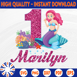personalized name mermaid png, mermaid png, mermaid birthday girl png, sea beach png printable
