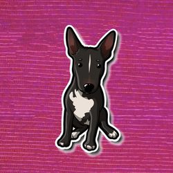 super kawaii black and white bull terrier sticker! adorable sporting dog friend-for laptop, planner, phone case