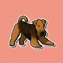 super kawaii airedale terrier sticker! adorable dog-for laptop, planner, phone case