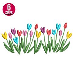 Tulip Flowers embroidery design, Machine embroidery design, Instant Download
