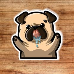 kawaii pug peeker sticker. super adorable kawaii dog friend-for laptop, planner, phone case