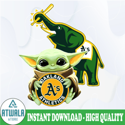 baby yoda with oakland athletics baseball png, baby yoda mlb png, mlb png, sublimation ready, png files for sublimation