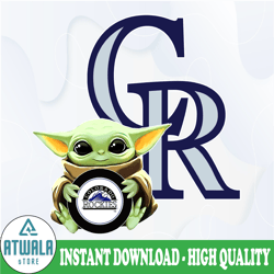 baby yoda with colorado rockies baseball png, baby yoda mlb png, mlb png, sublimation ready, png files for sublimation