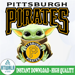 baby yoda with pittsburgh pirates baseball png,  baby yoda mlb png, mlb png, sublimation ready, png files