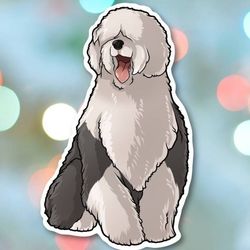 old english sheepdog kawaii sticker! super adorable kawaii dog friend-for laptop, planner, phone case