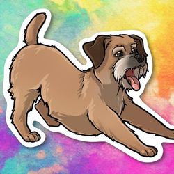 border terrier kawaii sticker! super adorable kawaii dog friend-for laptop, planner, phone case
