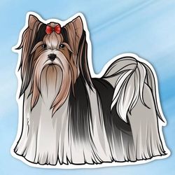 biewer terrier kawaii sticker! super adorable kawaii dog friend-for laptop, planner, phone case