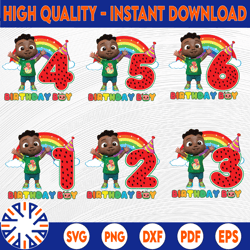 african american cocomelon birthday number png/ cocomelon birthday boy png/ 1st 2nd 3rd 4th birthday